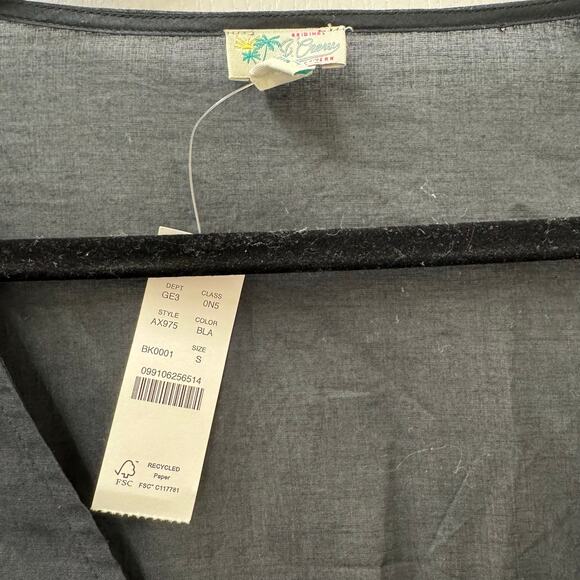 J Crew Small Button Front Black Cotton Beach Dress NWT - Picture 5 of 9